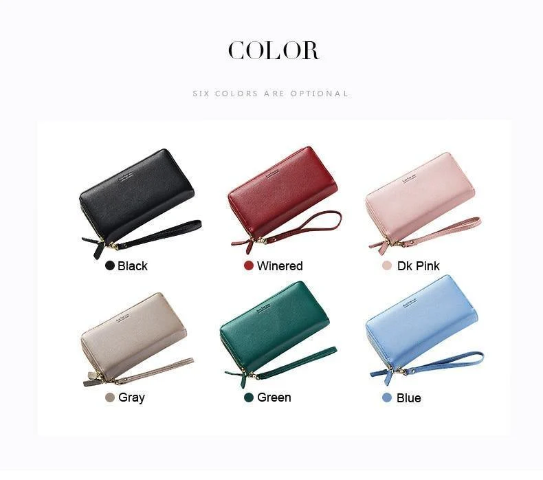 Doppel-Reißverschluss Armband Lange Clutch Geldbörsen für Frauen Große Kapazität Kartenhalter Geldbörse Handytasche Geldbörse Weiblich
