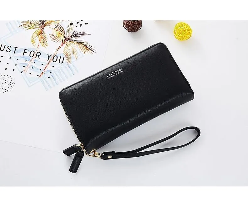 Doppel-Reißverschluss Armband Lange Clutch Geldbörsen für Frauen Große Kapazität Kartenhalter Geldbörse Handytasche Geldbörse Weiblich