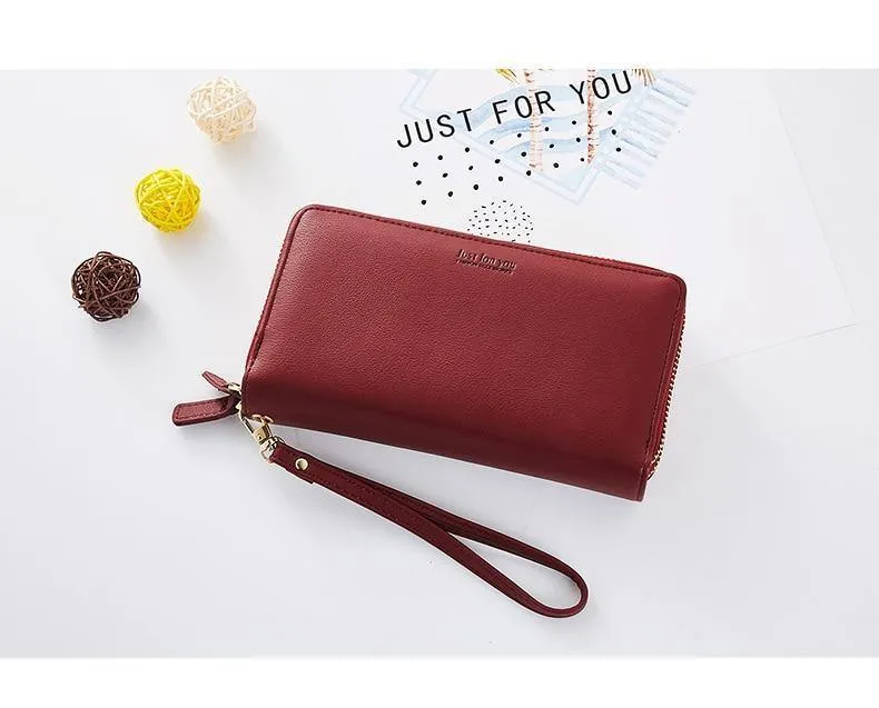 Doppel-Reißverschluss Armband Lange Clutch Geldbörsen für Frauen Große Kapazität Kartenhalter Geldbörse Handytasche Geldbörse Weiblich