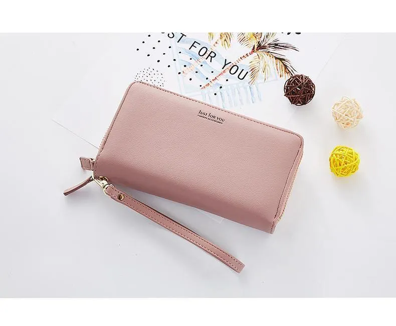 Doppel-Reißverschluss Armband Lange Clutch Geldbörsen für Frauen Große Kapazität Kartenhalter Geldbörse Handytasche Geldbörse Weiblich