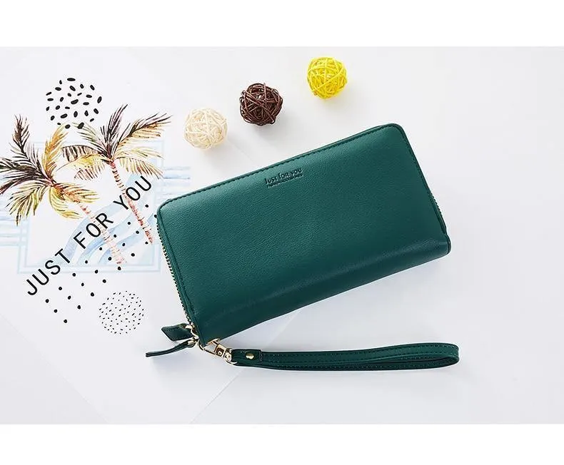 Doppel-Reißverschluss Armband Lange Clutch Geldbörsen für Frauen Große Kapazität Kartenhalter Geldbörse Handytasche Geldbörse Weiblich