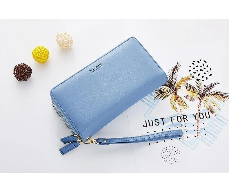 Doppel-Reißverschluss Armband Lange Clutch Geldbörsen für Frauen Große Kapazität Kartenhalter Geldbörse Handytasche Geldbörse Weiblich