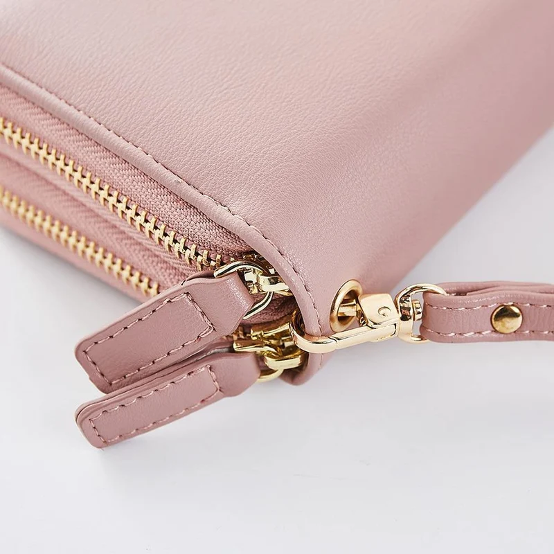 Doppel-Reißverschluss Armband Lange Clutch Geldbörsen für Frauen Große Kapazität Kartenhalter Geldbörse Handytasche Geldbörse Weiblich