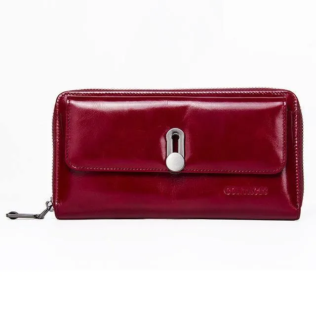 Echtes Leder Clutches Damen Tasche Geldbörse Handtasche Passhülle Lange Geldbörsen Mode Kartenhalter Brieftasche