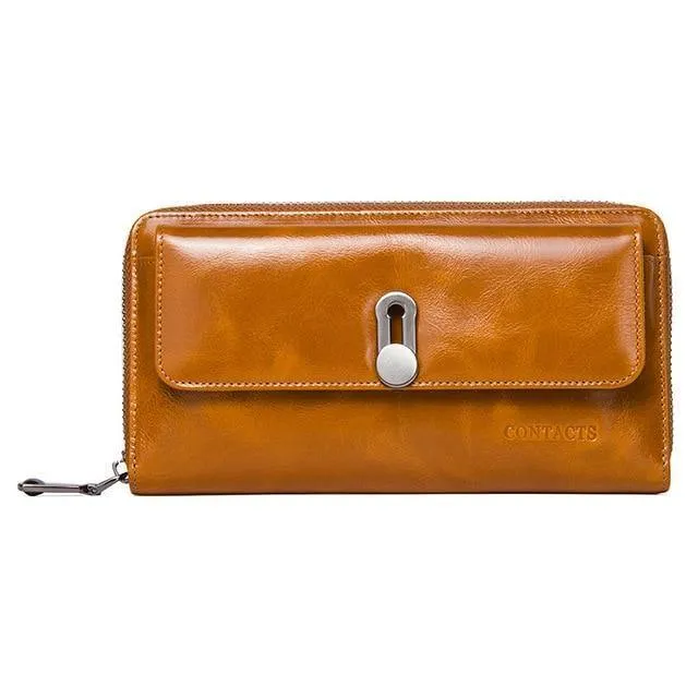 Echtes Leder Clutches Damen Tasche Geldbörse Handtasche Passhülle Lange Geldbörsen Mode Kartenhalter Brieftasche