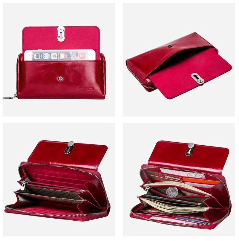 Echtes Leder Clutches Damen Tasche Geldbörse Handtasche Passhülle Lange Geldbörsen Mode Kartenhalter Brieftasche