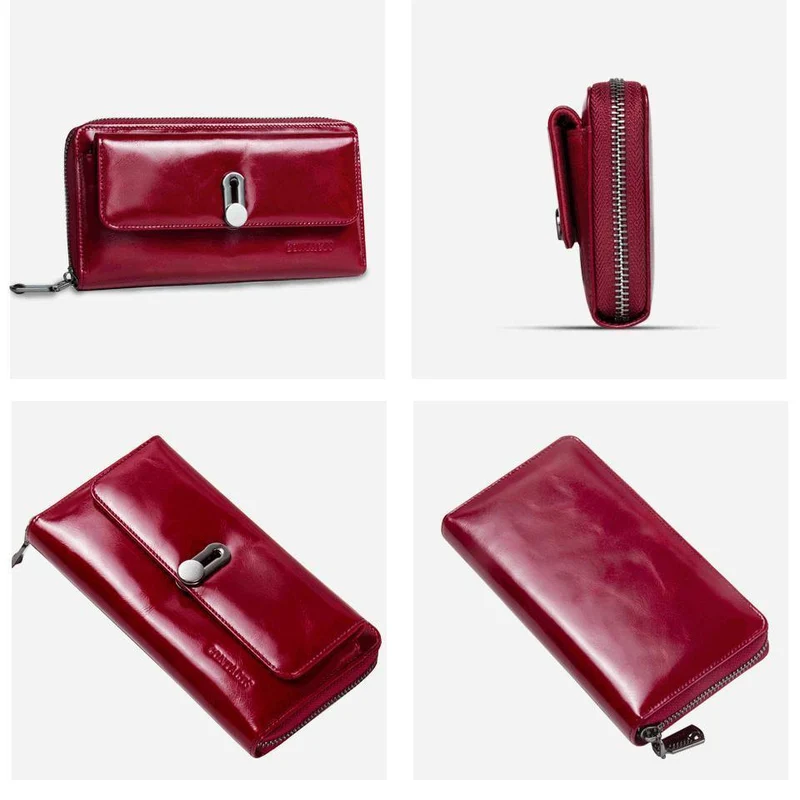 Echtes Leder Clutches Damen Tasche Geldbörse Handtasche Passhülle Lange Geldbörsen Mode Kartenhalter Brieftasche