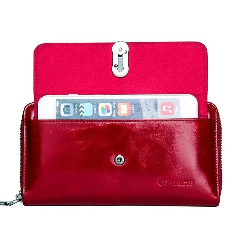 Echtes Leder Clutches Damen Tasche Geldbörse Handtasche Passhülle Lange Geldbörsen Mode Kartenhalter Brieftasche