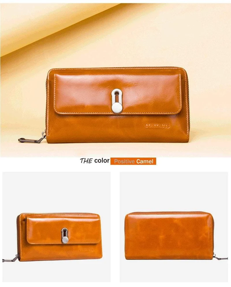 Echtes Leder Clutches Damen Tasche Geldbörse Handtasche Passhülle Lange Geldbörsen Mode Kartenhalter Brieftasche