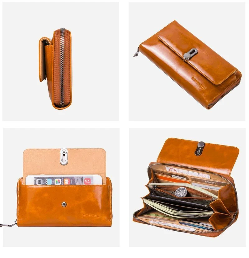Echtes Leder Clutches Damen Tasche Geldbörse Handtasche Passhülle Lange Geldbörsen Mode Kartenhalter Brieftasche