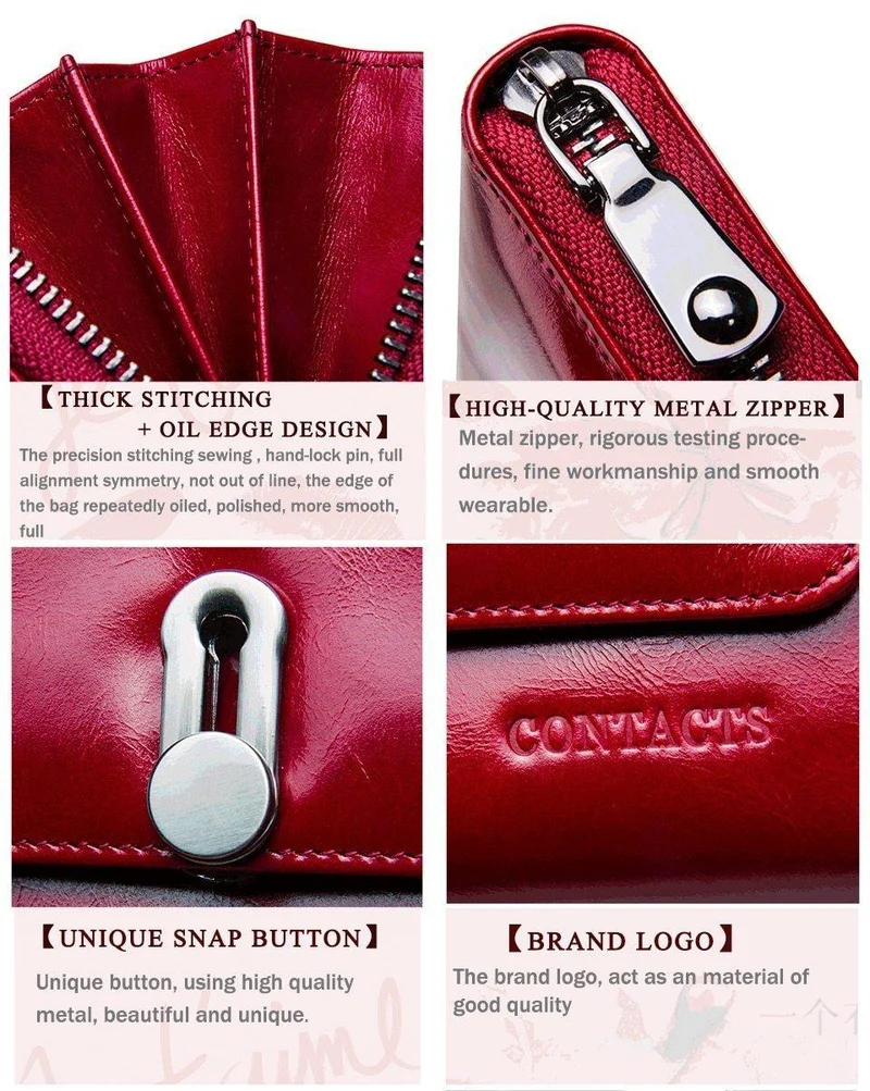 Echtes Leder Clutches Damen Tasche Geldbörse Handtasche Passhülle Lange Geldbörsen Mode Kartenhalter Brieftasche