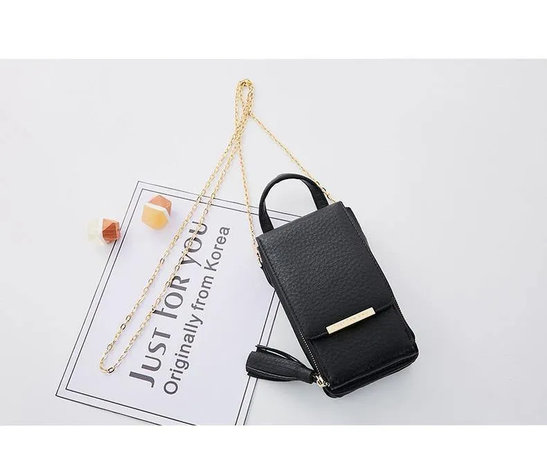 Frauen Brieftasche Hohe Qualität Leder Karte Halter Weibliche Schulter Geld Telefon Geldbörsen Mode Kette Kleine Geldbörse Taschen