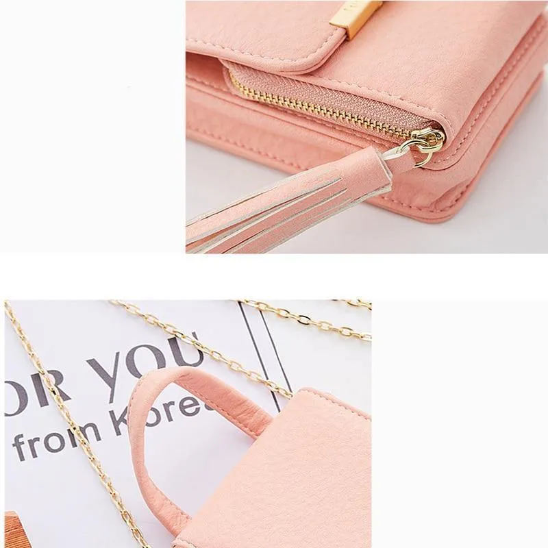 Frauen Brieftasche Hohe Qualität Leder Karte Halter Weibliche Schulter Geld Telefon Geldbörsen Mode Kette Kleine Geldbörse Taschen