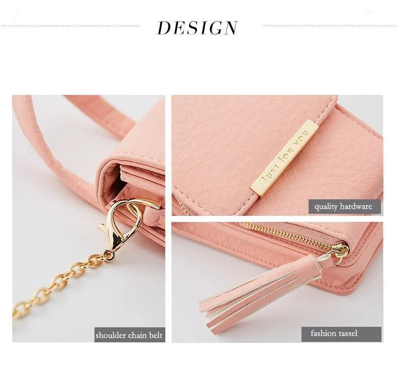 Frauen Brieftasche Hohe Qualität Leder Karte Halter Weibliche Schulter Geld Telefon Geldbörsen Mode Kette Kleine Geldbörse Taschen