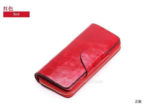 Weibliche Geldbörsen, Reißverschluss, echtes Leder, langes Design, Liebhaber, Herren/Damen, Geldbörsen, Handy-Clutch