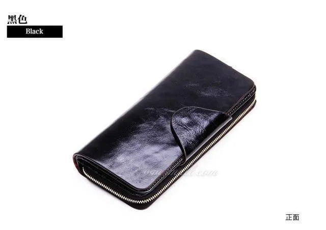 Weibliche Geldbörsen, Reißverschluss, echtes Leder, langes Design, Liebhaber, Herren/Damen, Geldbörsen, Handy-Clutch