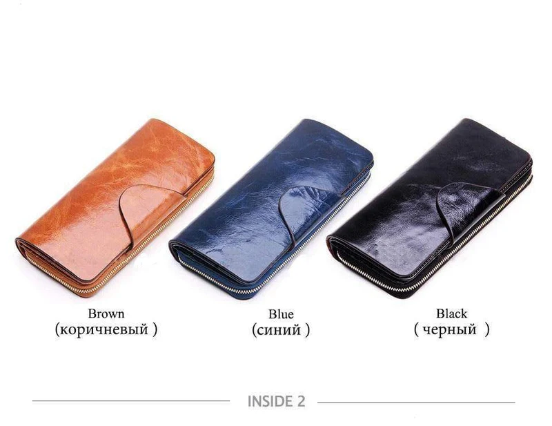 Weibliche Geldbörsen, Reißverschluss, echtes Leder, langes Design, Liebhaber, Herren/Damen, Geldbörsen, Handy-Clutch