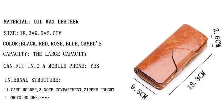 Weibliche Geldbörsen, Reißverschluss, echtes Leder, langes Design, Liebhaber, Herren/Damen, Geldbörsen, Handy-Clutch