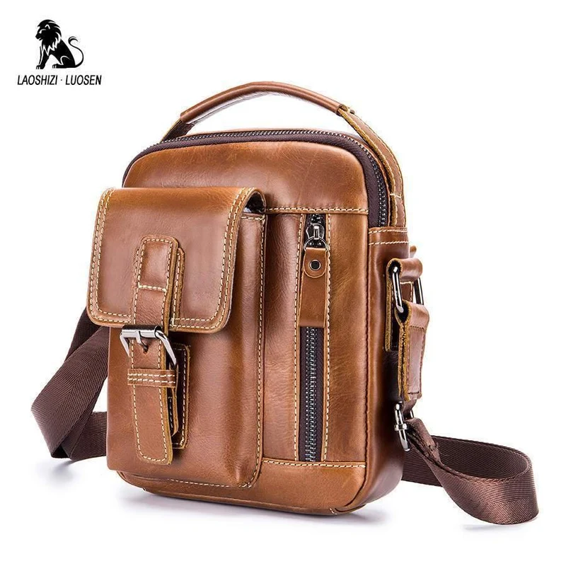 Marke Echtes Leder Umhängetasche Männer Messenger Bags Kleine Casual Flap Zipper Design Männliche CrossBody-Tasche