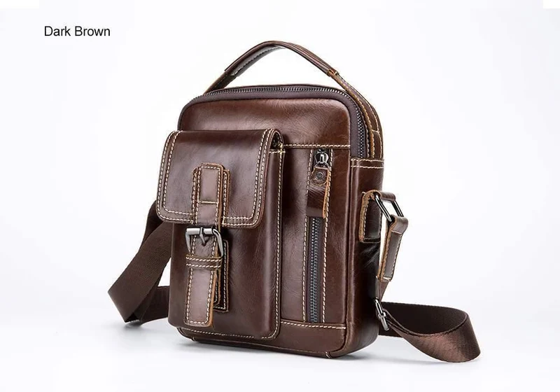 Marke Echtes Leder Umhängetasche Männer Messenger Bags Kleine Casual Flap Zipper Design Männliche CrossBody-Tasche