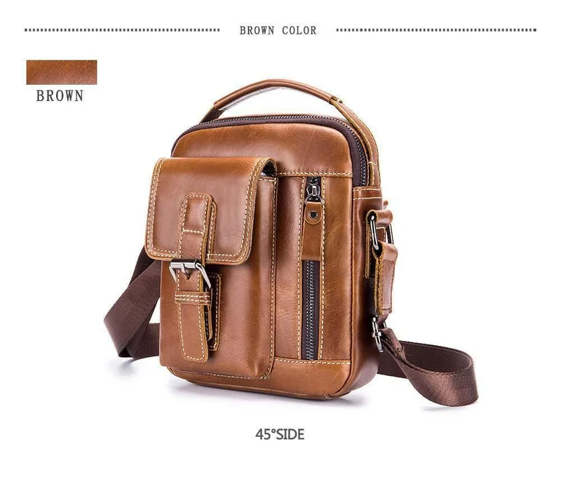 Marke Echtes Leder Umhängetasche Männer Messenger Bags Kleine Casual Flap Zipper Design Männliche CrossBody-Tasche