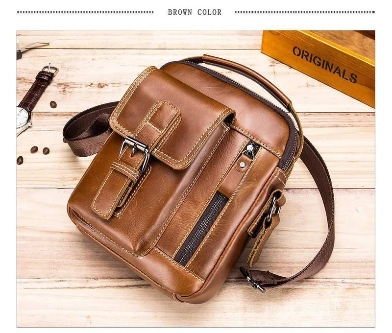 Marke Echtes Leder Umhängetasche Männer Messenger Bags Kleine Casual Flap Zipper Design Männliche CrossBody-Tasche