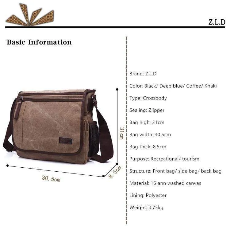 Qualität Männer Segeltuchtasche Lässige Reise Bolsa Masculina Männer Umhängetasche Männer Messenger Bags Große Kapazität