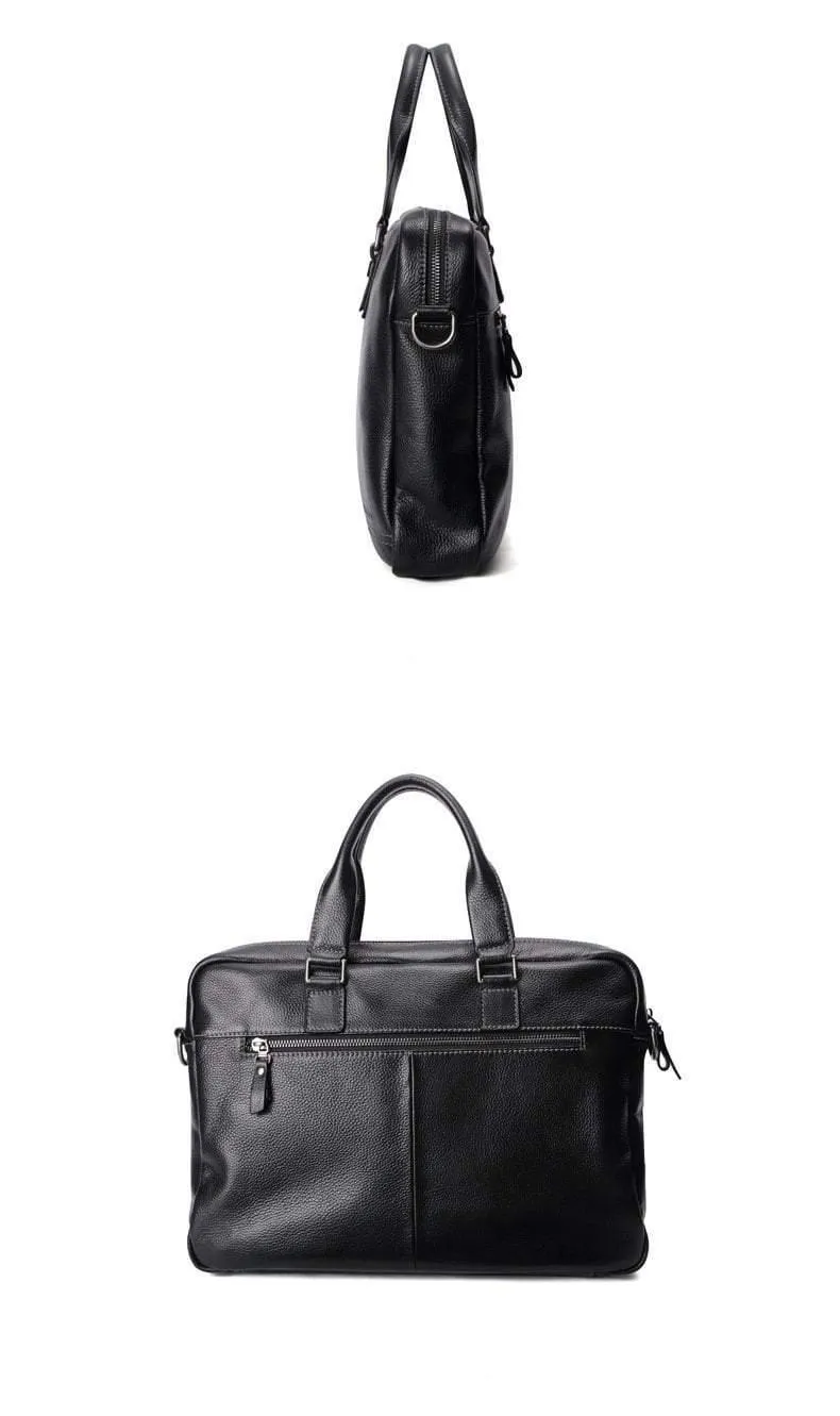 Natürliches Rindsleder, 100 % echtes Leder, Herren-Aktentasche, modische Business-Tasche mit großer Kapazität, schwarze Laptop-Schultertasche für Männer