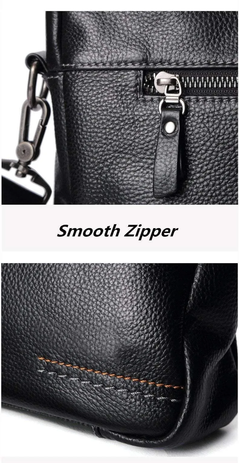 Natürliches Rindsleder, 100 % echtes Leder, Herren-Aktentasche, modische Business-Tasche mit großer Kapazität, schwarze Laptop-Schultertasche für Männer