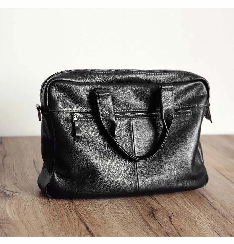 Natürliches Rindsleder, 100 % echtes Leder, Herren-Aktentasche, modische Business-Tasche mit großer Kapazität, schwarze Laptop-Schultertasche für Männer