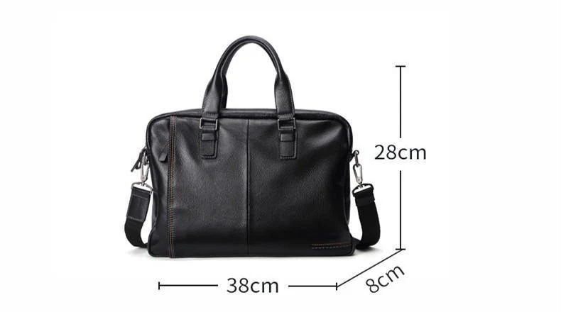 Natürliches Rindsleder, 100 % echtes Leder, Herren-Aktentasche, modische Business-Tasche mit großer Kapazität, schwarze Laptop-Schultertasche für Männer