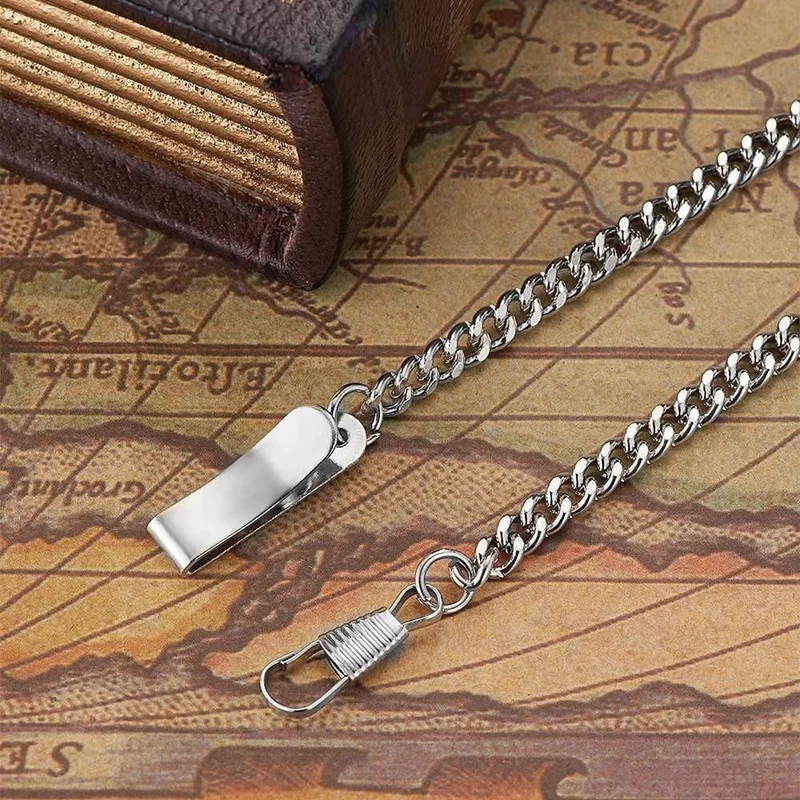 Mechanisch Handaufzug Taschenuhr Silber Schwarz Edelstahlgehäuse Wasserdicht Hombre Watch Men