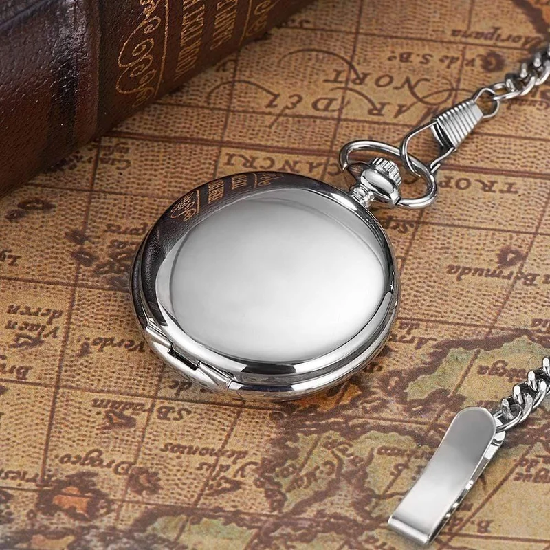 Mechanisch Handaufzug Taschenuhr Silber Schwarz Edelstahlgehäuse Wasserdicht Hombre Watch Men
