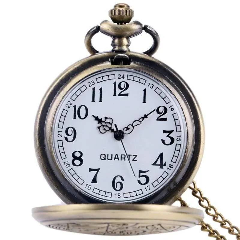 Quarz-Taschenuhr mit Dr. Who-Symbolen, Glaskuppel-Anhänger, Halskette, Kette, Box, Top-Geschenkset für Papa