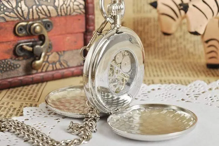 Antik Silber Doppel zu öffnende Gehäuse mechanische Männer Taschenuhr