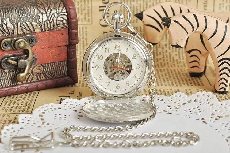 Antik Silber Doppel zu öffnende Gehäuse mechanische Männer Taschenuhr