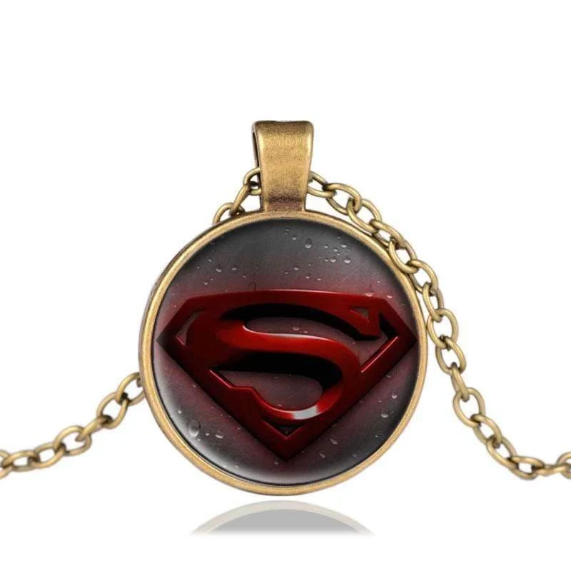 Herren Cool Superman Bronze Quarz Taschenuhr Halskette Anhänger Fob Kette Junge Uhren Geschenkbox Uhren von Bolsillo