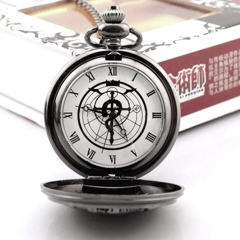 Taschenuhr Herren Quarzuhr Cosplay Edward Elric mit Kette Anime Boy Geschenk Relogio Masculino