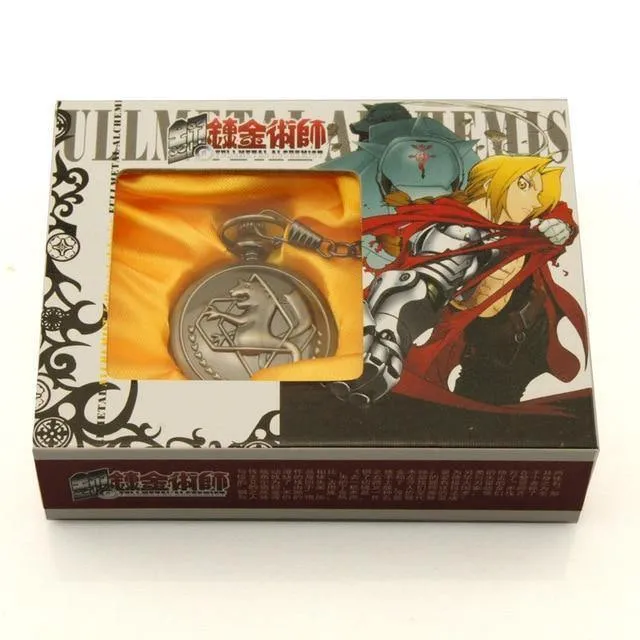 Taschenuhr Herren Quarzuhr Cosplay Edward Elric mit Kette Anime Boy Geschenk Relogio Masculino