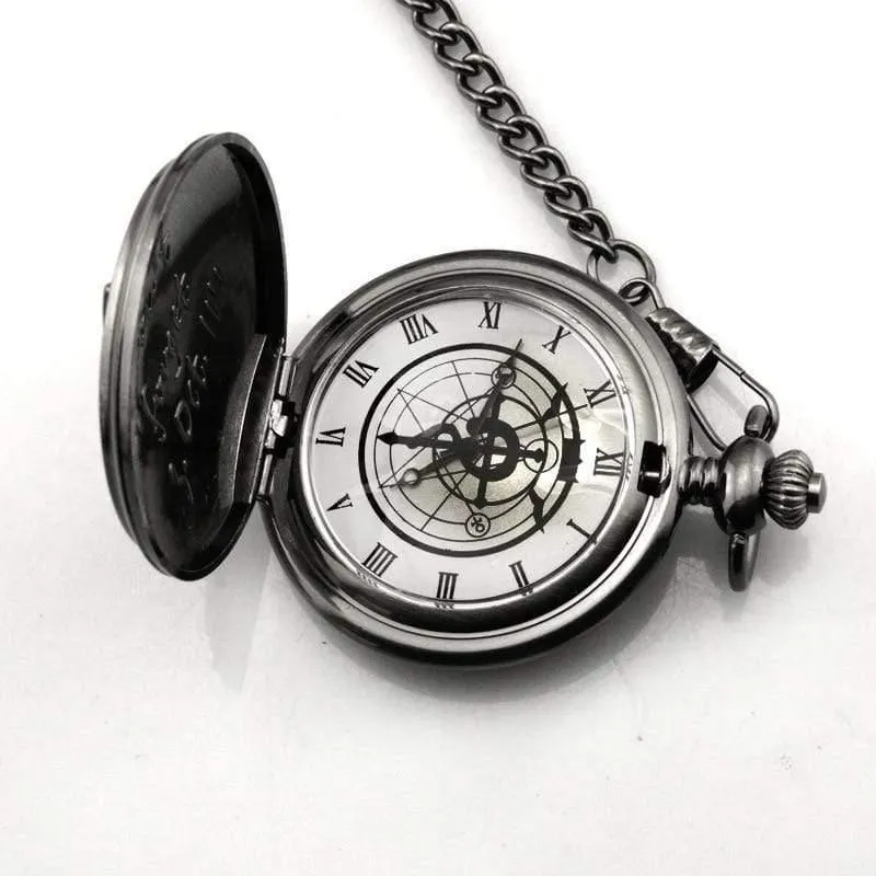 Taschenuhr Herren Quarzuhr Cosplay Edward Elric mit Kette Anime Boy Geschenk Relogio Masculino