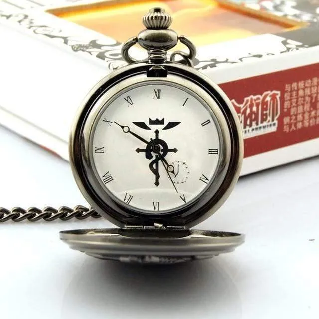 Taschenuhr Herren Quarzuhr Cosplay Edward Elric mit Kette Anime Boy Geschenk Relogio Masculino