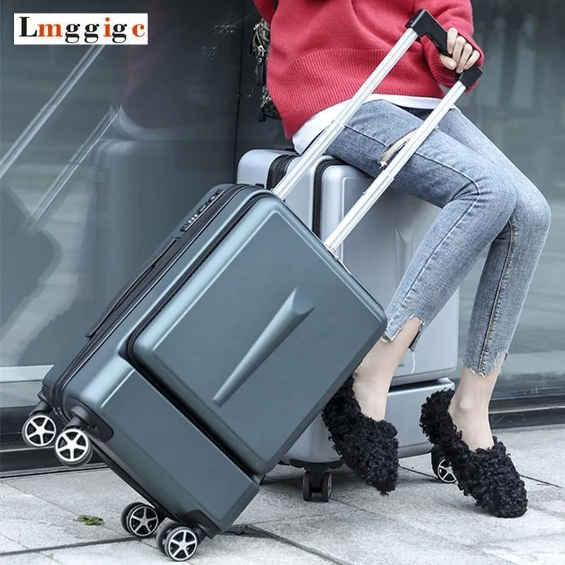 20 "24" Zoll Frauen, die Gepäck-Reise-Koffer-Kasten mit Laptop-Tasche, Mann-Universalrad Laufkatze PC-Kasten rollen