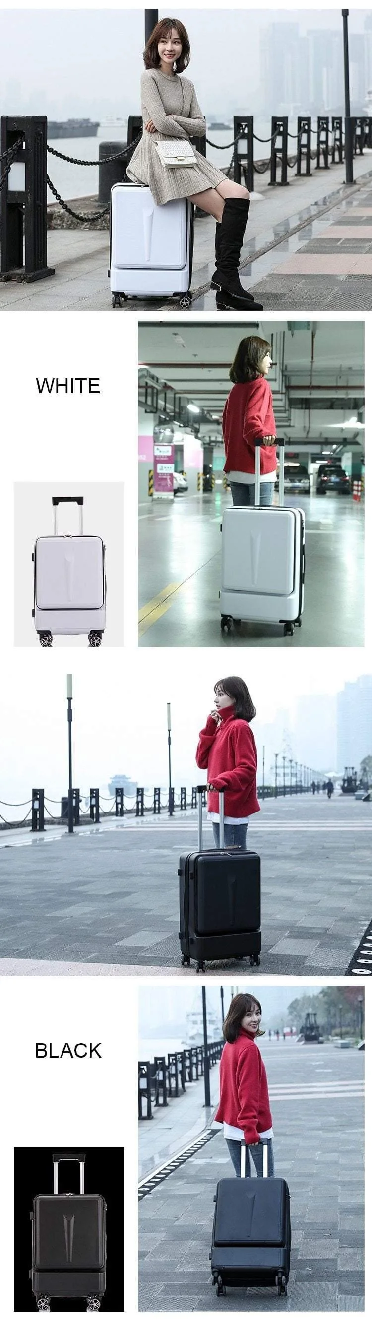 20 "24" Zoll Frauen, die Gepäck-Reise-Koffer-Kasten mit Laptop-Tasche, Mann-Universalrad Laufkatze PC-Kasten rollen