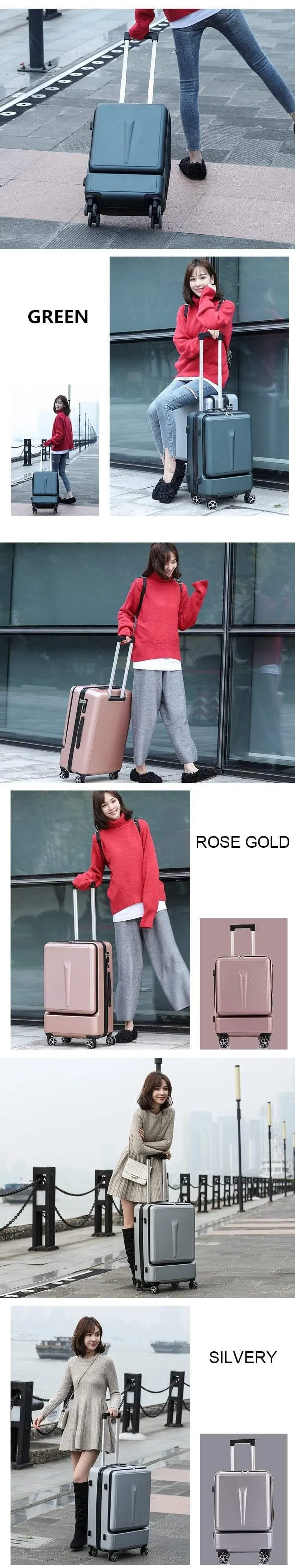 20 "24" Zoll Frauen, die Gepäck-Reise-Koffer-Kasten mit Laptop-Tasche, Mann-Universalrad Laufkatze PC-Kasten rollen