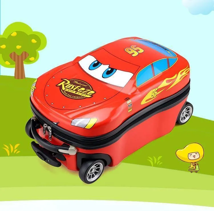 Kinderkoffer Kindertrolley Gepäcktasche Kinder Schulranzen Reisekoffer Räder 3D Supercar Reisekoffer Spielzeug für Kinder