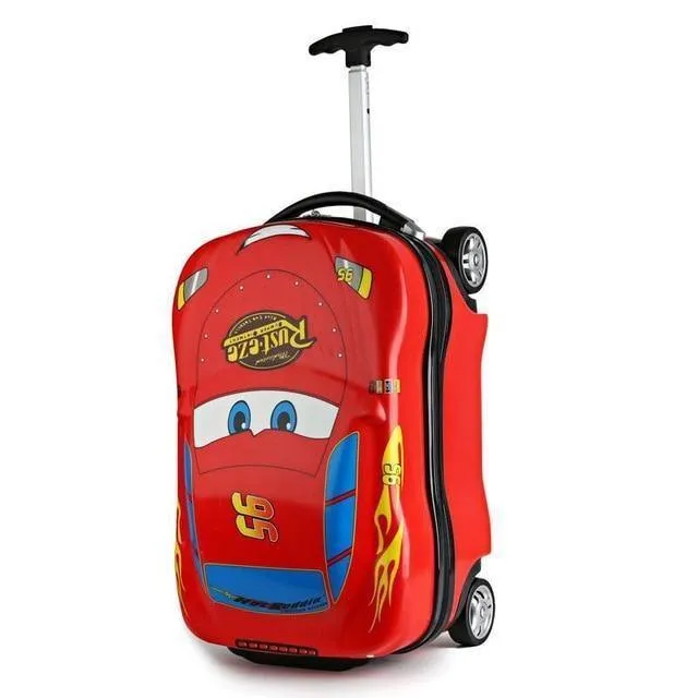 Kinderkoffer Kindertrolley Gepäcktasche Kinder Schulranzen Reisekoffer Räder 3D Supercar Reisekoffer Spielzeug für Kinder