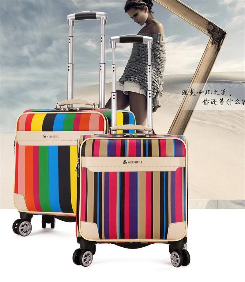 Hochwertiger 16-Zoll-Reisekoffer für Damen, Trolley, Reisetaschen, Spinner-Räder, für Studenten, Rollgepäck, Internat, Reisegepäck
