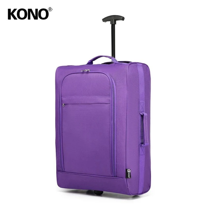 Koffer Handgepäck Trolley Reisetaschen Hochwertige Oxford Soft Shell 2 Räder Leichtgewicht 20 Zoll Lila K1873