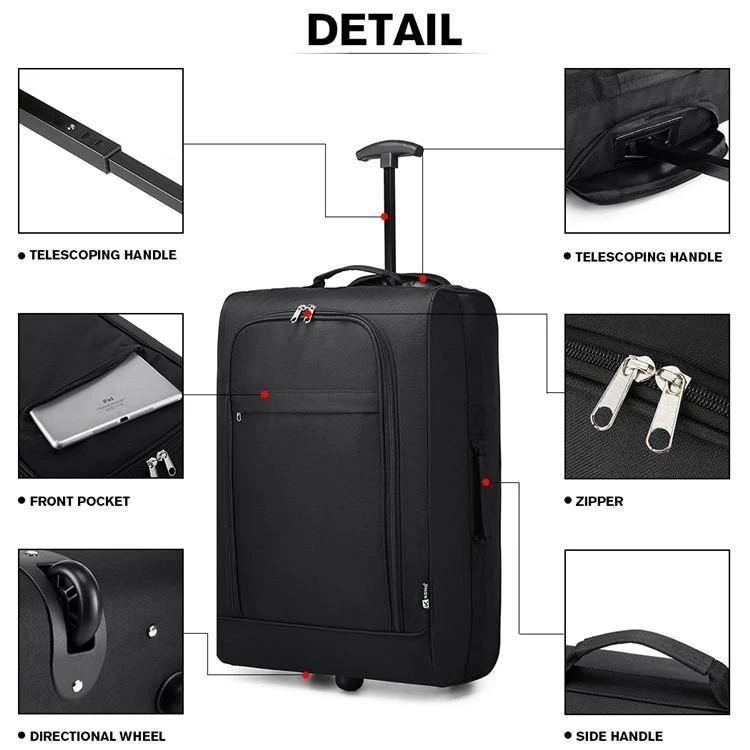 Koffer Handgepäck Trolley Reisetaschen Hochwertige Oxford Soft Shell 2 Räder Leichtgewicht 20 Zoll Lila K1873