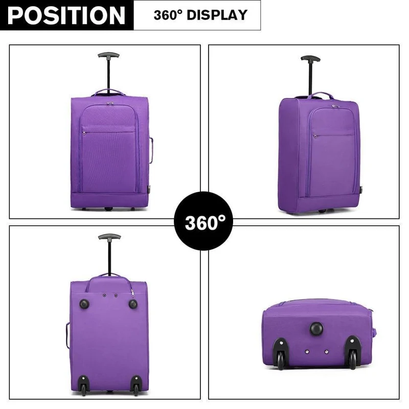 Koffer Handgepäck Trolley Reisetaschen Hochwertige Oxford Soft Shell 2 Räder Leichtgewicht 20 Zoll Lila K1873